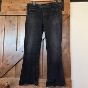 AG Jodi Crop Flared Jeans with Frayed Hem Size 30